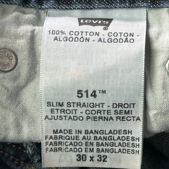 Levis 514 Jeans Slim Straight Mens 30 X 32 Blue Cotton Denim - Picture 4 of 9